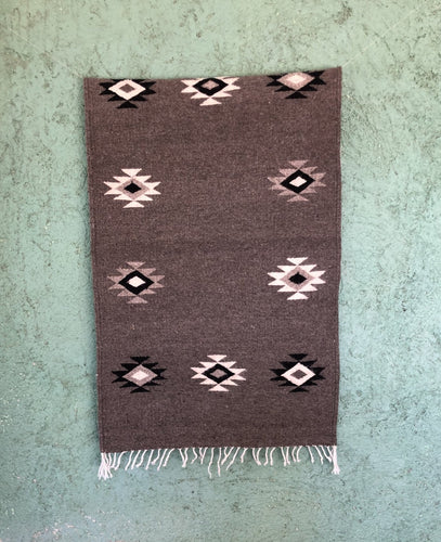 Handwoven Chatino wool rug, natural organic sheeps wool, neutral colors.