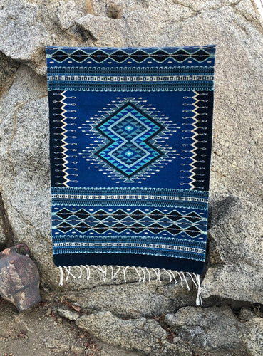 Handwoven Mirada natural wool rug, made in Oaxaca Mexico.