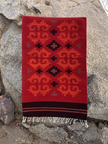 Handwoven Mixteca natural wool rug, made by hand in Oaxaca Mexico.